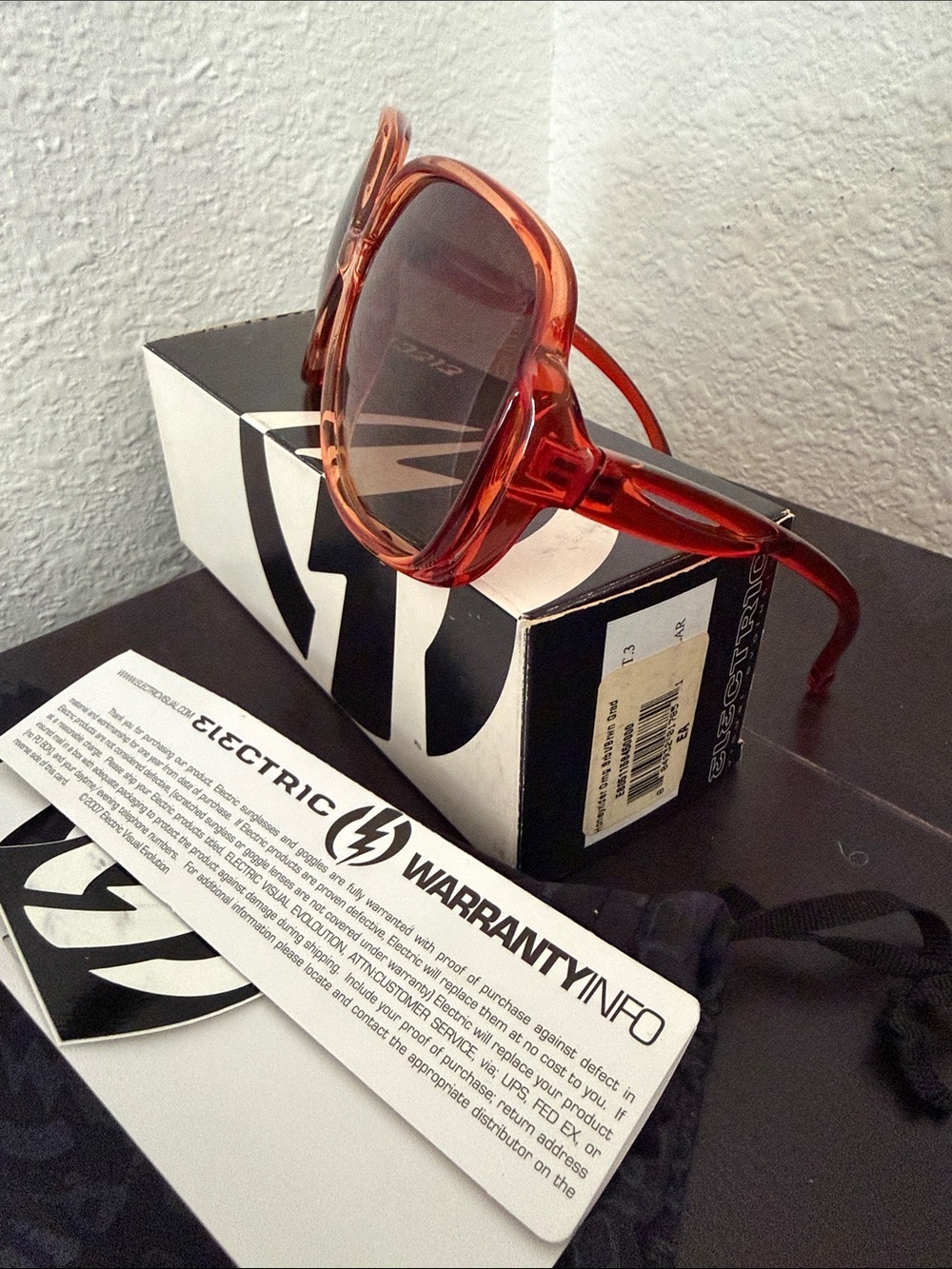 Electric translucent orange square sunglasses with gradient lenses new with box